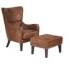Vintage Accent Chair with Ottoman,Distressed Microfiber Tufted Lounge Chair with Nailhead Trim,Classic High Back Living Room Chair-Koiai - 2 of 4