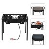 KTMBDW Outdoor Camp Stove High Pressure Propane Gas Cooker Portable Cast Iron Patio Cooking Burner (Double Burner 150000-BTU), Black - 3 of 4