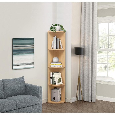 Kings Brand Furniture - 4 Tier Corner Shelf Unit, Display Storage Shelves Bookcase, Natural