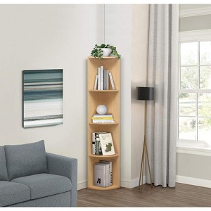 Kings Brand Furniture - 4 Tier Corner Shelf Unit, Display Storage Shelves Bookcase, Natural - 1 of 4