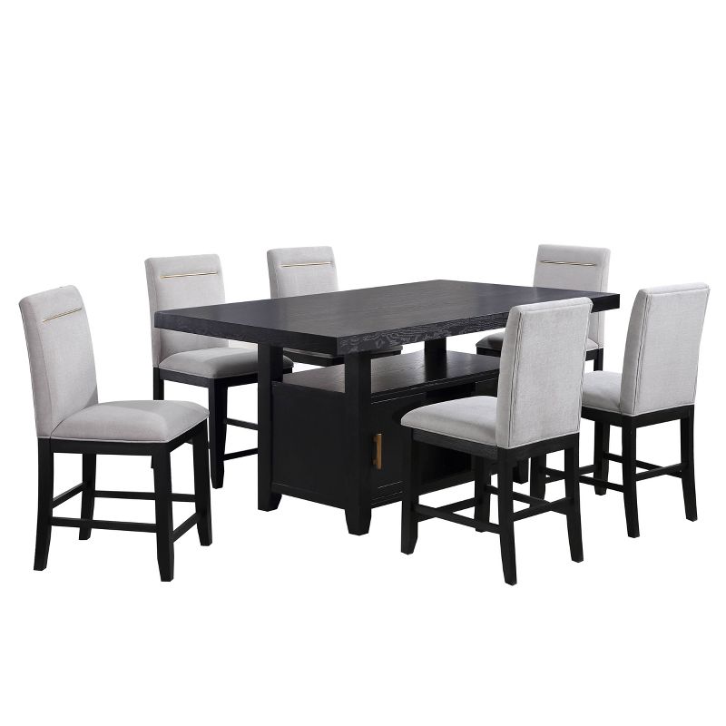 7pc Yves Counter Height Dining Set with Storage Rubbed Charcoal - Steve Silver Co., 1 of 12