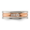 Chisel Stainless Steel Polished Rose IP-plated with Cubic Zirconia 7.00mm Band Ring - 4 of 4