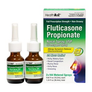 HealthA2Z – Fluticasone Propionate Nasal Spray 50 mcg – 24 Hour Allergy Relief – 0.62 FL OZ (144 Sprays) - 1 of 4