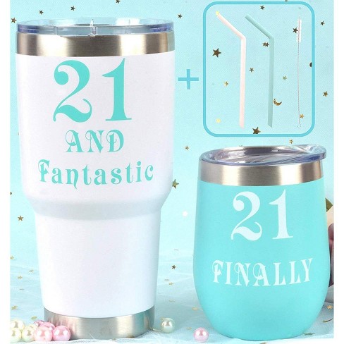 Meant2tobe 12 Oz 21st Birthday Gifts For Women Tumblers, White And