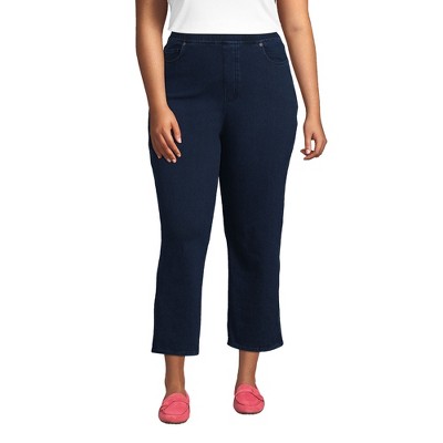 Lands' End Women's Starfish High Rise Knit Denim Straight Crop Jeans