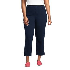 Lands' End Women's Starfish High Rise Knit Denim Straight Crop Jeans - 1 of 4