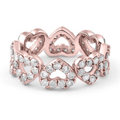 Pompeii3 1 1/2Ct Diamond Heart Shaped Eternity Ring in White, Yellow, or Rose Gold