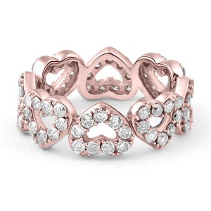 Pompeii3 1 1/2Ct Diamond Heart Shaped Eternity Ring in White, Yellow, or Rose Gold - 1 of 4