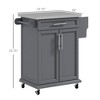 SKRAN Kitchen Island on Wheels, Rolling Kitchen Cart with Stainless Steel Countertop, Drawer, Towel Rack and Spice Rack, Utility Storage Trolley, Gray - 3 of 4