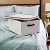 Household Essentials Jumbo Canvas Cube Storage Box Natural With Coffee Trim  : Target