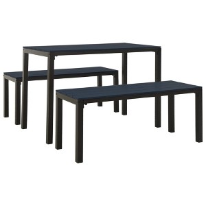 vidaXL Garden Dining Set Black Steel, Wood Plastic Composites Medium - Black - 1 of 4
