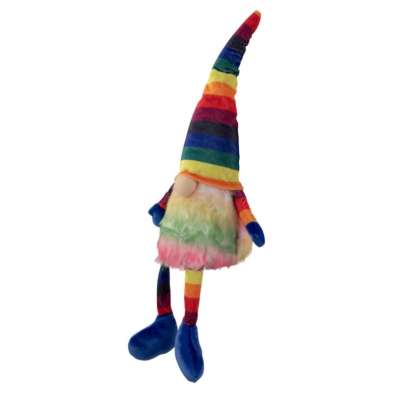 Northlight 20" Bright Striped Rainbow Springtime Gnome with Dangling Legs, 3 of 5