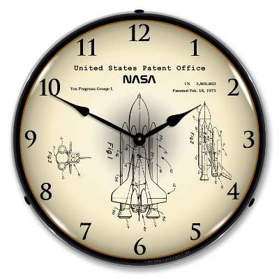 Collectable Sign & Clock | NASA Space Shuttle 1975 Patent LED Wall Clock Retro/Vintage, Lighted