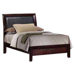 Claire Bed with Faux Leather Sleigh Headboard Twin Rich Espresso - Picket House Furnishings , Brown