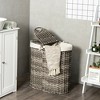 Costway Handwoven Laundry Hamper Laundry Basket w/2 Removable Liner Bags Brown/Grey - 2 of 4