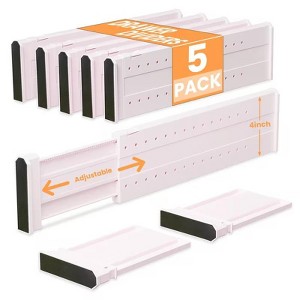 Hachikiko Adjustable Drawer Dividers - 4" High Expandable 11"-17" for Clothes, Dresser, Bathroom, Kitchen & Office Storage - 1 of 4
