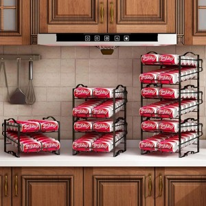 SEVOBAL Utility Storage Shelves Four Tier Can Organizer Rack Stackable Soda Can Dispenser for Refrigerator, Black, 16.92"*11.61"*3.93" - 1 of 4