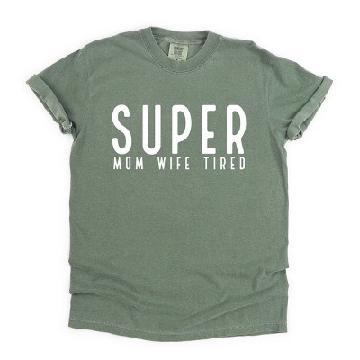 Simply Sage Market Super Mom Wife Tired Garment Dyed Tee - 2XL - Moss