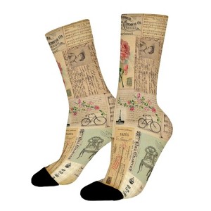 Vintage Word Art Women Printed Crew Socks Funny Funky Socks Soft Polyester Novelty Gifts for Artists Men - 1 of 1
