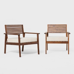 Saracina Home Mid-Century Modern Slatted Outdoor Acacia Arm Chair 
 - 1 of 4