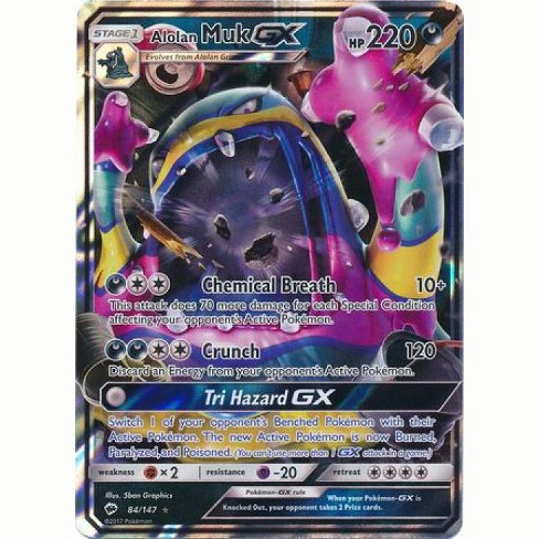 Pokemon Sun And Moon Burning Shadows Ultra Rare Holo Alolan Muk Gx 84