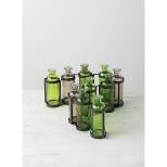 Sullivans Ten Glass Bottle Vases 6.5"H Green