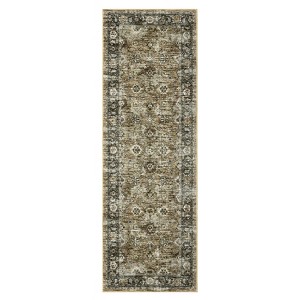 Washable Distressed Floral Print Bedroom Rugs, Retro Accent Non Slip Oriental Floor Carpet for Living Room Dining Room - 1 of 4