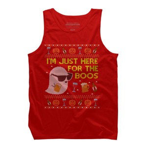 Men's Design By Humans Funny Here For The Boos Ugly Halloween Sweater By DragonTee Tank Top - 1 of 3