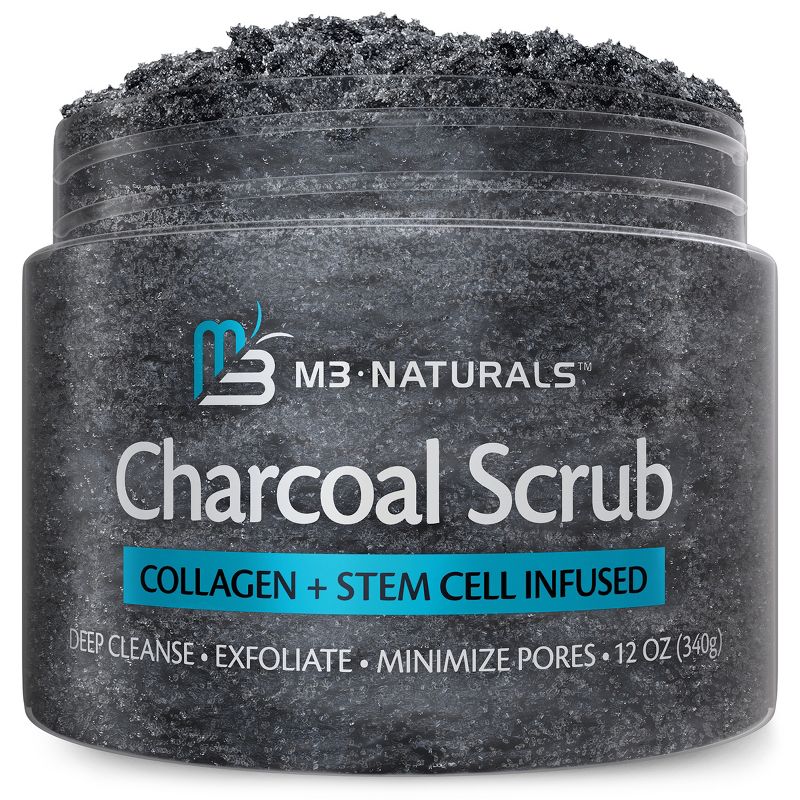 Charcoal Body Scrub, Exfoliating Body Scrub, M3 Naturals, 12oz, 1 of 12