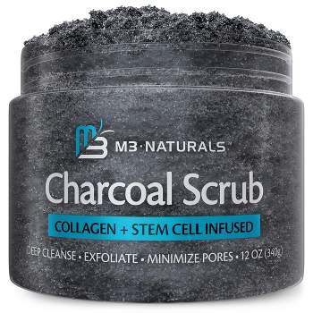 Charcoal Body Scrub, Exfoliating Body Scrub, M3 Naturals, 12oz