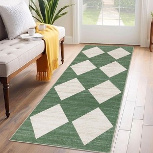 Modern Area Rugs Washable Geometric Floor Cover with Non-Slip Backing, Stain-Resistant Contemporary Accent Carpet, Soft Low Pile Indoor Mat - 1 of 4