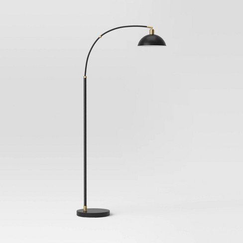 Faro floor lamp in shiny black metal with round black shade - 333C