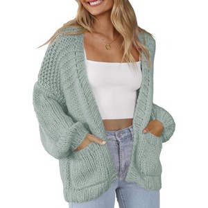 Clearlove Women's Cardigan Soft Pocketed Long Sleeves Casual Knitted Open Front Cardigans Lightweight Sweaters - 1 of 4