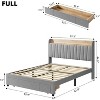 Upholstered Full Bed Frame with Storage Headboard and Charging Station, Platform Bed Frame with Drawers, Heavy Duty, No Box Spring Needed, Beige - 2 of 4