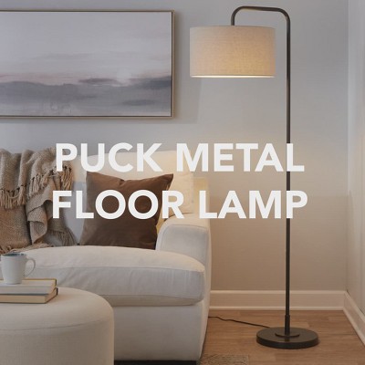 63" Oil Rubbed Bronze Arc Floor Lamp with Beige Linen Shade