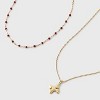 14K Gold Dipped Beaded Initial Necklace Set 2pc - A New Day™ Gold/Marron - 4 of 4