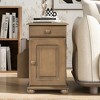 Vynxaria Series 12.6 in. Brown Rectangular MDF End Table with Flip Top and USB Ports - 3 of 4