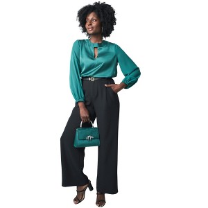 Jessica London Georgette Keyhole Blouse - 1 of 4