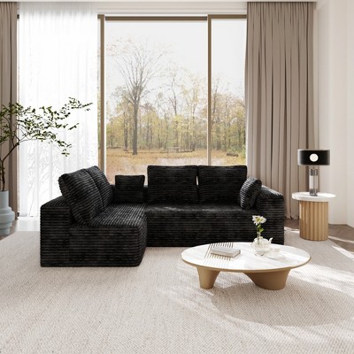 WJSHome 104 Inch Modular Sectional Cloud Couch, Boneless Sofa with Deep Seat, Comfy Fluffy Couch with L-Shaped Chaise,Left-Facing Chaise