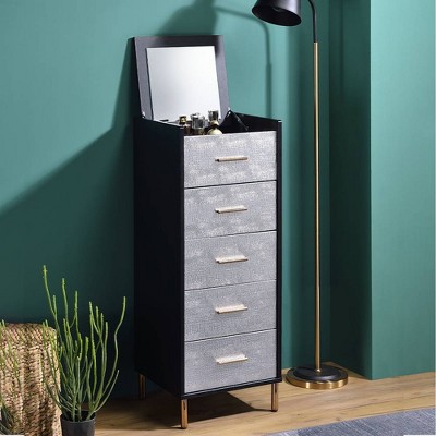 Myles 17" Armoires - Acme Furniture: Metal Frame, 5-Door Jewelry Storage, No Assembly Required