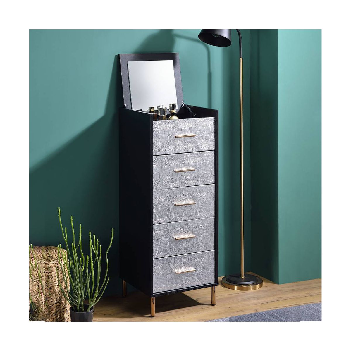 Myles 17" Armoires - Acme Furniture: Metal Frame, 5-Door Jewelry Storage, No Assembly Required - thumbnail 2