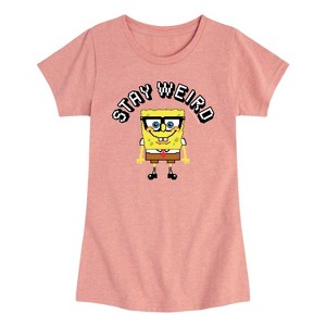 Girls' - SpongeBob SquarePants - Stay Weird Fitted Short Sleeve Graphic T-Shirt - 1 of 4