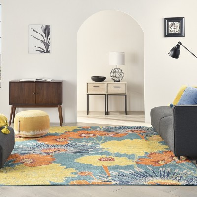 Allur Enchanted Garden Turquoise Multicolor 8' x 10' Area Rug