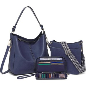 3PCS Crossbody Bags Set Large Leather Purse Shoulder Handbags with Wallet Adjustable Straps - 1 of 4