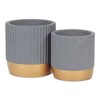 Cheung's Aurone Round Ridged Ceramic Pot with Gold Finished Base - Large - Gray - 4 of 4