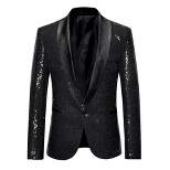 Lars Amadeus Men's Sequin Shawl Lapel One Button Tuxedo Wedding Shiny Blazer