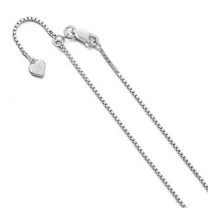 Black Bow Jewelry 1.15mm Rhodium Plated Sterling Silver Adjustable Box Chain Necklace - 1 of 4