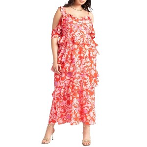 ELOQUII Women's Plus Size Asym Ruffle Maxi Dress - 1 of 4