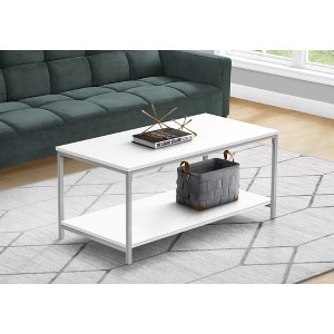 40" Laminate & Metal Rectangular Coffee Table with 2 Tiers and Striking Leg Base for Living Room or Small Spaces - 1 of 4