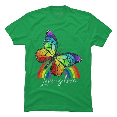 Adult Design By Humans Love is Love Butterfly Rainbow Pride By SummerFunnyT-Shirt